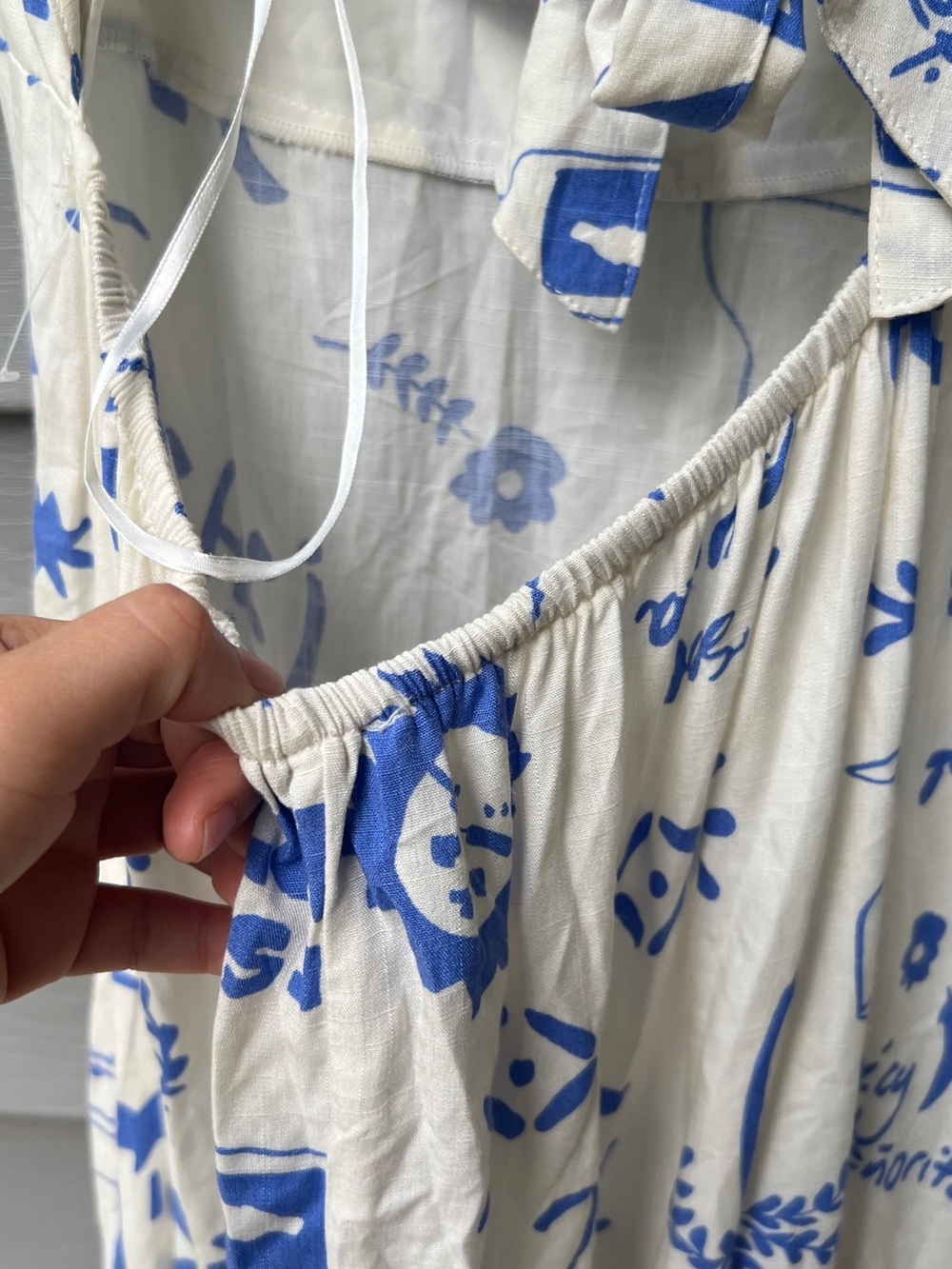 Paper Heart Anthropologie Maxi Dress Vino Tie Back Size S White Blue Summer - Picture 7 of 14